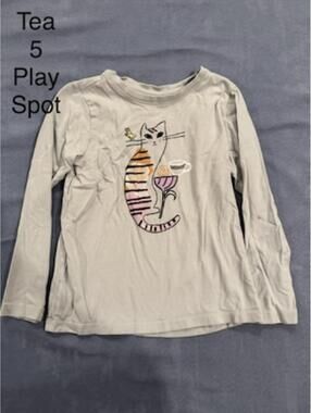Tea Collection Long Sleeve Shirt with Cat Graphic Size 5